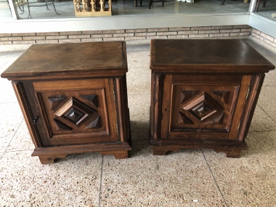 Pair Brazilian Carved Side Cabinets